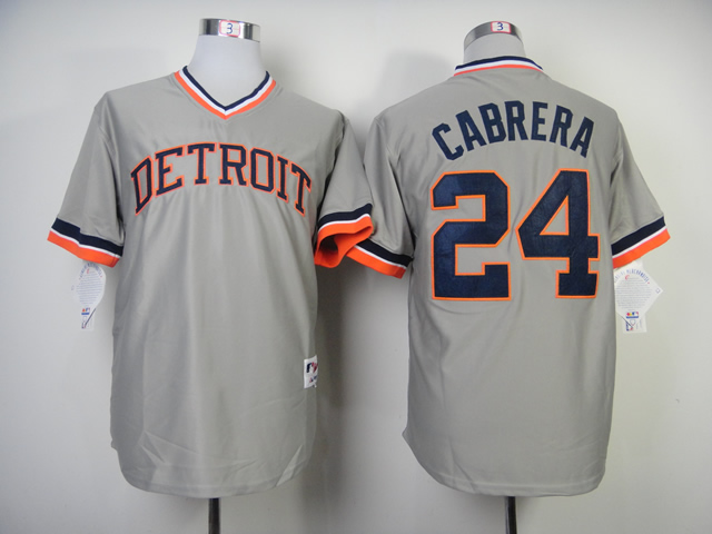 Men Detroit Tigers #24 Cabrera Grey Throwback 1984 MLB Jerseys->detroit tigers->MLB Jersey